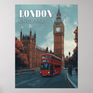 Vintage-Big-Ben-Reiseposter - London, England Poster