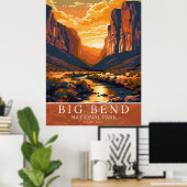 Vintage Big Bend National Park Sunset Poster (Heimbüro)