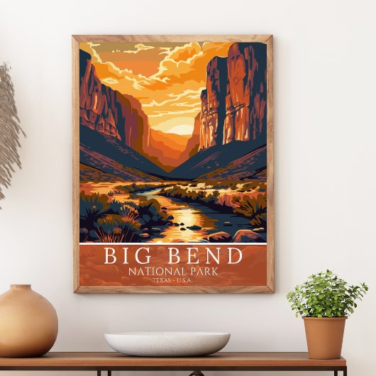Vintage Big Bend National Park Sunset Poster