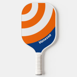 Vintage Big City Circle Streifen mit Namen Pickleball Schläger