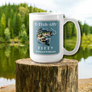 Vintage Big Fish Der Köder OFishAlly 50. Geburtsta Kaffeetasse