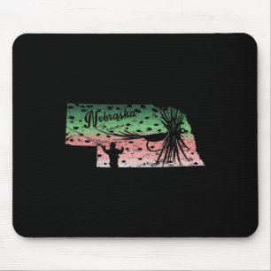 Vintage Big Fly Regenbogenforelle Nebraska Karte F Mousepad