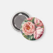 Vintage Big Pink Flowers Magnet (Vorderseite/Rückseite)