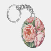 Vintage Big Pink Flowers Schlüsselanhänger (Vorderseite links)