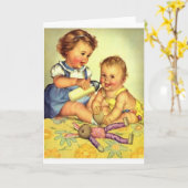 Vintage Big Sister Babyregisterkarte Karte (Gelbe Blume)