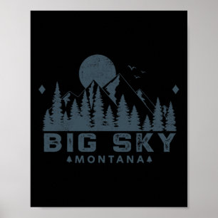 Vintage Big Sky Montana Gebirgs-Ski-Berg Outdoor V Poster