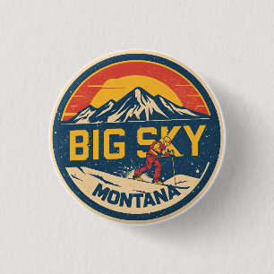 Vintage BIG SKY Montana Skigebiet Bozeman Gebirge Button