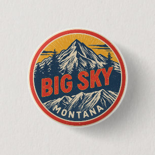Vintage BIG SKY Montana Skigebiet Bozeman Gebirge Button