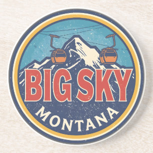 Vintage BIG SKY Montana Skigebiet Bozeman Gebirge Getränkeuntersetzer