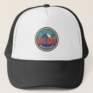 Vintage BIG SKY Montana Skigebiet Bozeman Gebirge Truckerkappe