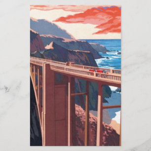 Vintage Big Sur Bixby Bridge USA Tourismus Briefpapier