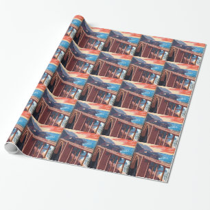Vintage Big Sur Bixby Bridge USA Tourismus Geschenkpapier