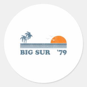 Vintage Big Sur Kalifornien Retro Sonne Strand Sur Runder Aufkleber