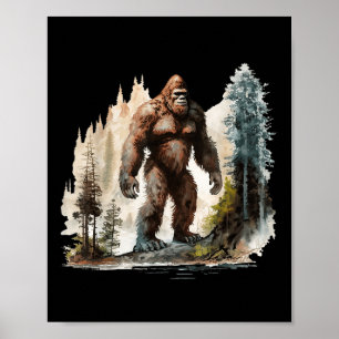 Vintage Bigfoot 70er Retro Wald Sasquatch Wandern  Poster