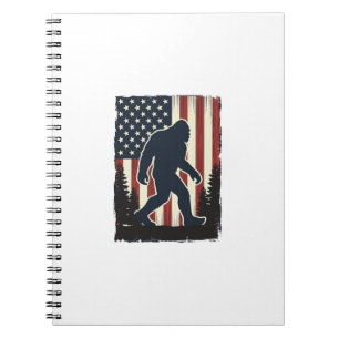Vintage-Bigfoot-Amerikanische-Flagge-Wald-Vektor-D Notizblock