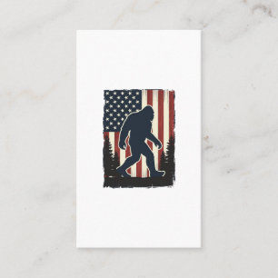 Vintage-Bigfoot-Amerikanische-Flagge-Wald-Vektorde Visitenkarte