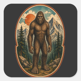 Vintage Bigfoot Bergwächter Aquarell Krypta Quadratischer Aufkleber