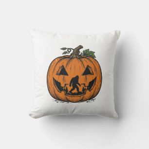 Vintage-Bigfoot-Kürbis-Halloween-Vektordesign_1 Kissen