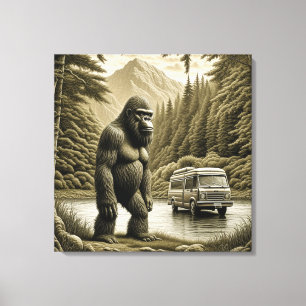 Vintage Bigfoot und Wohnmobil-Camper Leinwanddruck