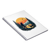 Vintage Bigfoot Walking Dog Mountain Sunset Retro  Notizblock (Rechte Seite)