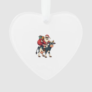 Vintage Bigfoot Weihnachtsmann reitet Kuh Weihnach Ornament
