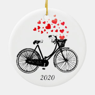 Vintage Bike Liebe Radfahren Herzen Spaß Benutzerd Keramikornament