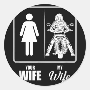 Vintage Biker Ehefrau Valentine - Uni Erwachsene, Runder Aufkleber