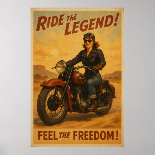 Vintage Biker Freiheit Kunst, Dichtung und Musik Poster
