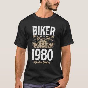Vintage Biker Männer Frauen Motorrad Geboren 1980 T-Shirt