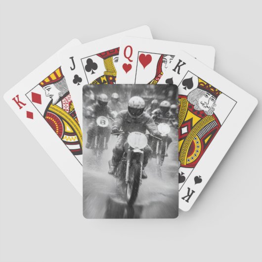 Vintage Biker Rain Ride Playing Cards Spielkarten (Rückseite)