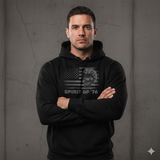 Vintage Biker USA Flag Helmet Skull Hoodie