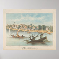 Vintage Bildansicht von Baton Rouge LA (1854)