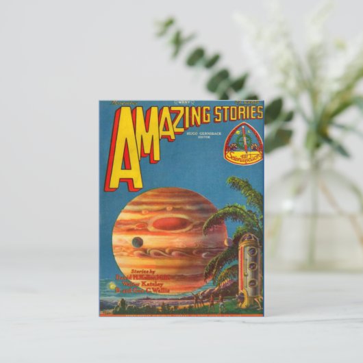 Vintage Bilderbuchgalerie Weltraumreise Postkarte (Stehend Vorderseite)