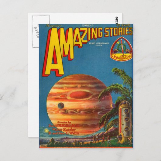 Vintage Bilderbuchgalerie Weltraumreise Postkarte (Vorne/Hinten)