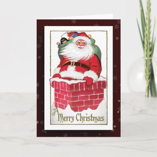 Vintage Bildgrüßkarte des Weihnachtsmanns Feiertagskarte (Vorderseite)