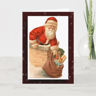 Vintage Bildgrüßkarte des Weihnachtsmanns Feiertagskarte
