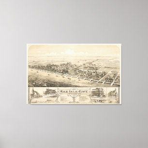 Vintage bildhafte Karte der Seeinsel-Stadt NJ Leinwanddruck