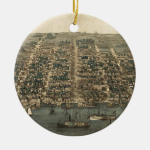 Vintage bildhafte Karte von Alexandria VA (1863) Keramik Ornament