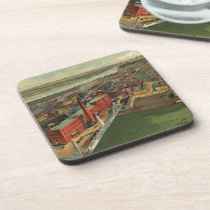 Vintage bildhafte Karte von Boston (1902) Untersetzer