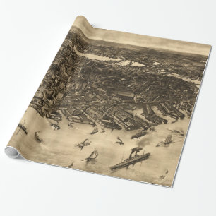 Vintage bildhafte Karte von Boston (1905) (2) Geschenkpapier