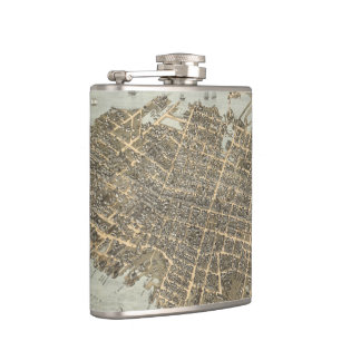 Vintage bildhafte Karte von Charleston (1872) Flachmann