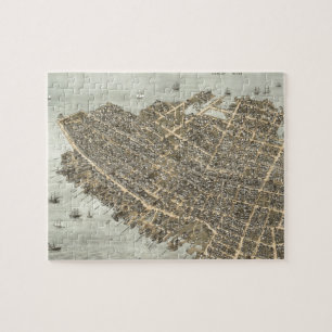 Vintage bildhafte Karte von Charleston (1872) Puzzle