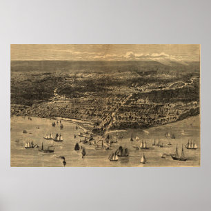 Vintage bildhafte Karte von Chicago (1871) Poster