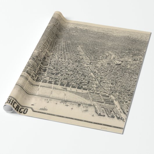 Vintage bildhafte Karte von Chicago (1916) Geschenkpapier (Ungerollt)