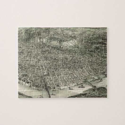 Vintage bildhafte Karte von Cincinnati (1900) Puzzle (Horizontal)