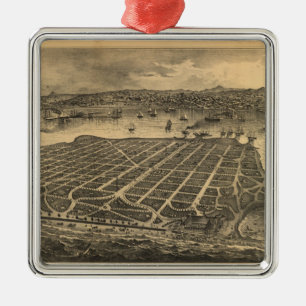 Vintage bildhafte Karte von Coronado Strand (1880) Silbernes Ornament