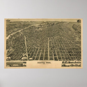 Vintage bildhafte Karte von Denver Co (1889) Poster