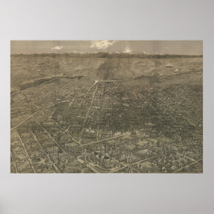 Vintage bildhafte Karte von Denver Colorado (1887) Poster