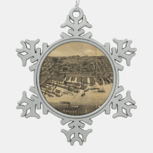Vintage bildhafte Karte von Duluth Minnesota Schneeflocken Zinn-Ornament
