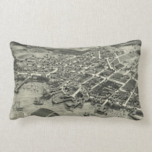 Vintage bildhafte Karte von Edgartown MA (1886) Lendenkissen